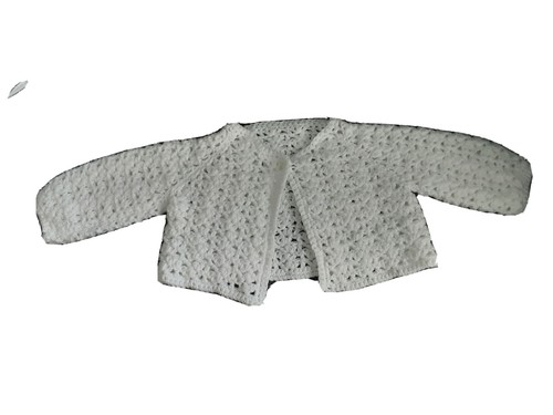 A New Handmade Bolero Style Cardigan To Fit Newborn Baby White With Long Sleeves