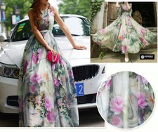 Women's Floral Long Dress Woman Flowers Maxi Dress 110201 - 110201B