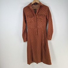 Missguided womens shirt dress size 6 brown polka dot long sleeve collar 100992