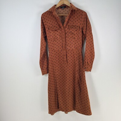 Missguided womens shirt dress size brown polka dot long sleeve