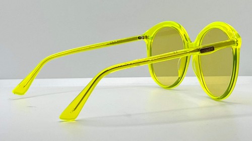 GUCCI GG0257S 004-Neon Yellow Round Sunglasses-Deadstock/Unworn-Full Kit-Italy - Picture 7 of 13