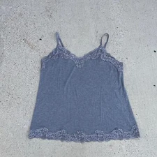 Vtg Y2K Lane Bryant Women’s 18/20 Lace Cami Top Gray Fairy Grungecore Stretchy