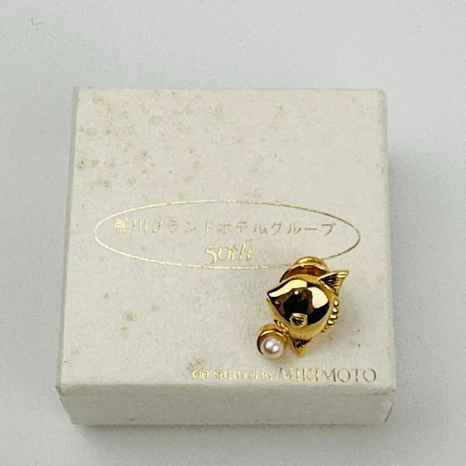 Mikimoto Fish-Shaped Brooch With Pearl Accessory Gold Sunfish From Japan - Image 2 of 4