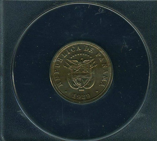 PANAMA 1929 5 CENTIMOS COIN,ALMOST UNCIRCULATED, CERTIFIED ANACS AU58 - Picture 3 of 4