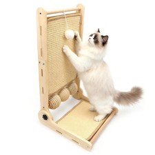 L Shaped Cat Scratching Post 23.2 Inch Tall Sisal Wooden Base Board Indoor