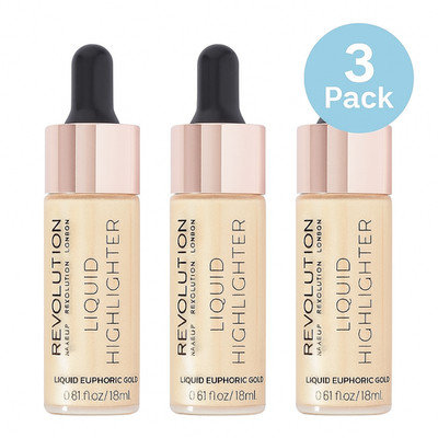 Revolution Liquid Highlighter Euphoric Gold 18ml 3 Pack New