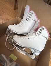 Jackson 180 Women's Youth Figure Ice Skates White Pink Size 5 Soft PVC Foam