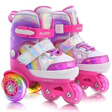Rainbow Unicorn 4 Size Adjustable Roller Skates for Girls Boys for Kids Ages ...
