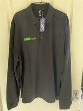 Asda Staff Uniform Polo Nera Maglia Manica Lunga X-Large Nuova Spedizione Gratuita