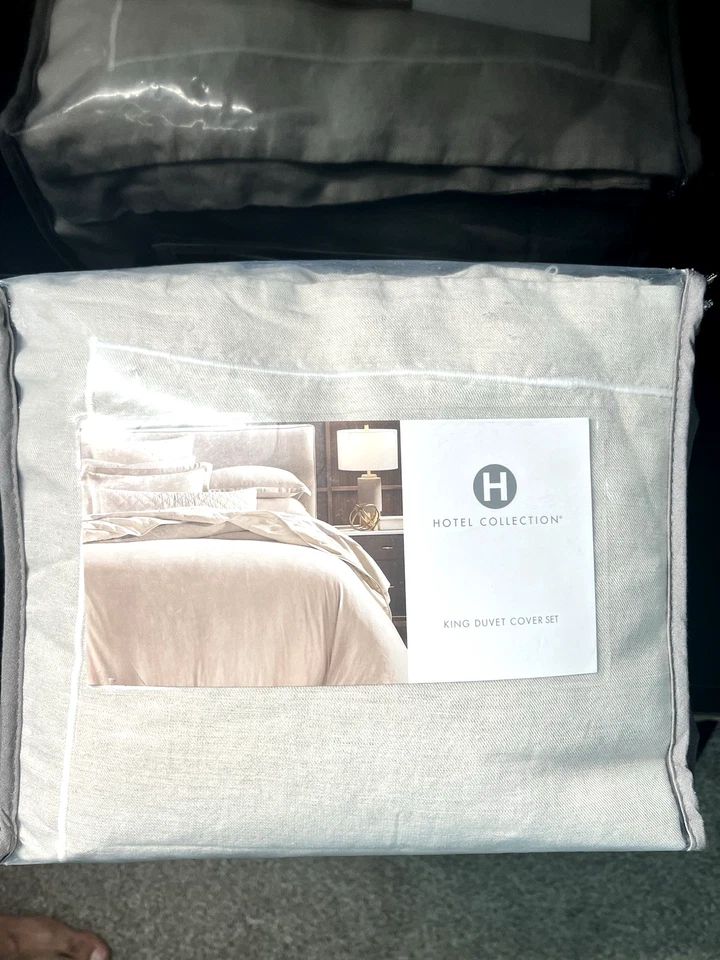 Juego de funda nórdica King de lujo de 3 piezas de lino mezcla modal natural Hotel Collection $550 Foto 4 de 4