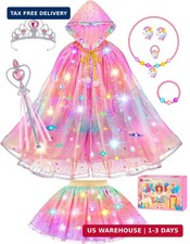 Princess Dress Up for Girls, Unicorn Light up Princess Cape Princess Dress  Cos