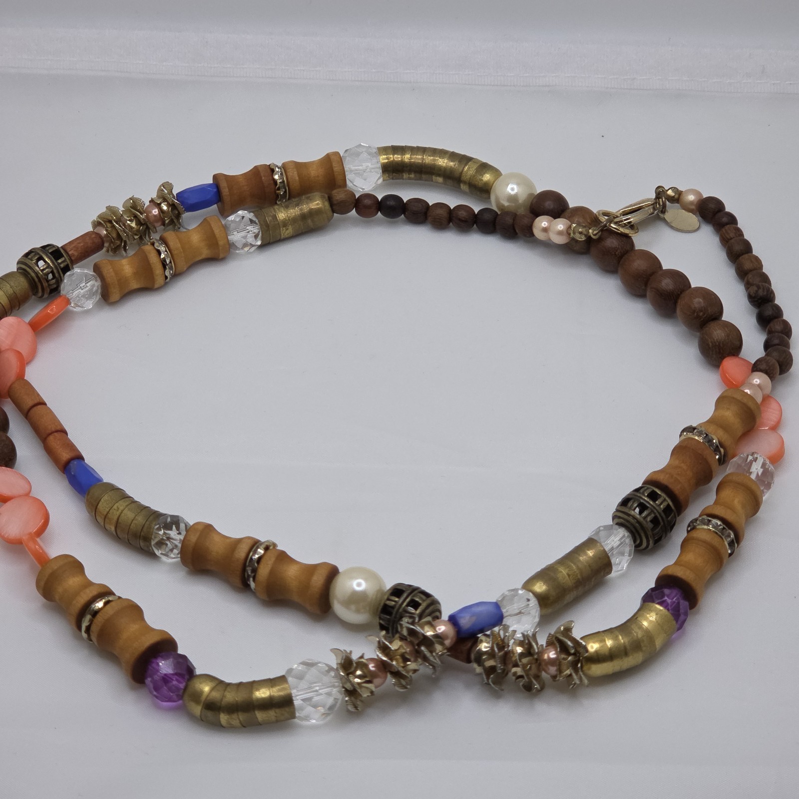 Multicolor Long Necklace Mixed Materials & Goldto… - image 6