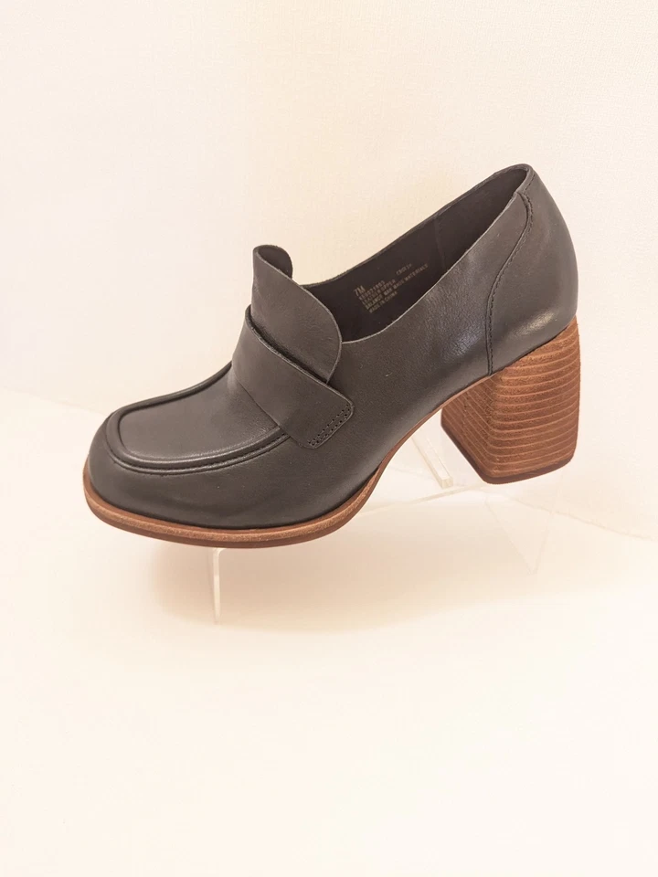 New $175 KORK EASE ASTON BLACK LEATHER BLOCK HEEL LOAFER SIZE 7M - Image 2 of 4