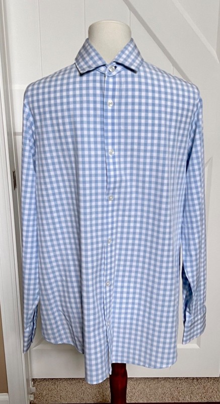 Mizzen + Main Leeward Blue & White Plaid Button Down Long Sleeve Shirt Sz Medium