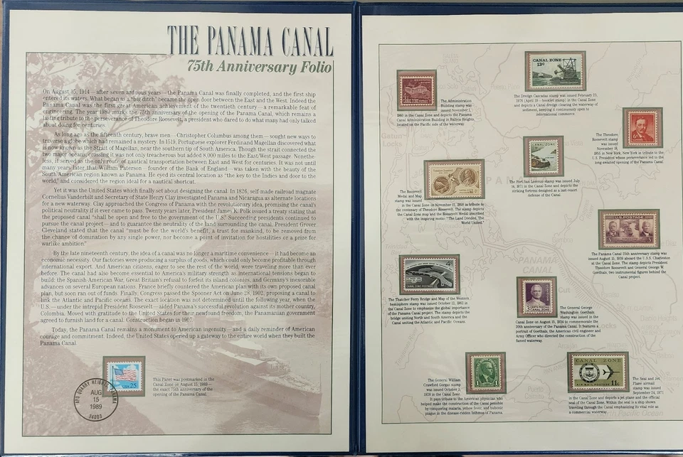 Folio Sello Sociedad Conmemorativa del 75 Aniversario del Canal de Panamá  Foto 2 de 4
