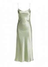 NWT Vince Satin Slip Midi in Sage Flint Green Tank Dress XS 285