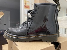 Dr Doc Martens Boot Black Patent Leather Side Zip Little Girls Size 10