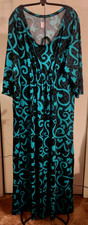 Plus Size Dress woman's 4X FLIRTY PINK Fit & Flare Gathered Black Green  ~3/4