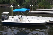 72" L x 85"-90" W x 54" H Blue Sunbrella Acrylic Round Tube 3-Bow Bimini Top