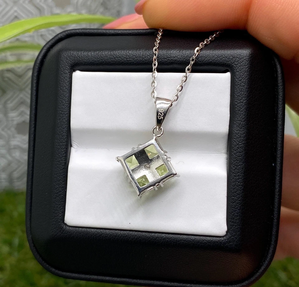 Peridot natural gemstone Necklace, Sterling silver 925, 18 Inches - Image 4 of 4