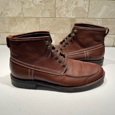 Banana Republic Mens Brown Leather Moc Toe Lace Up Ankle Boots Dual Zone Comfort