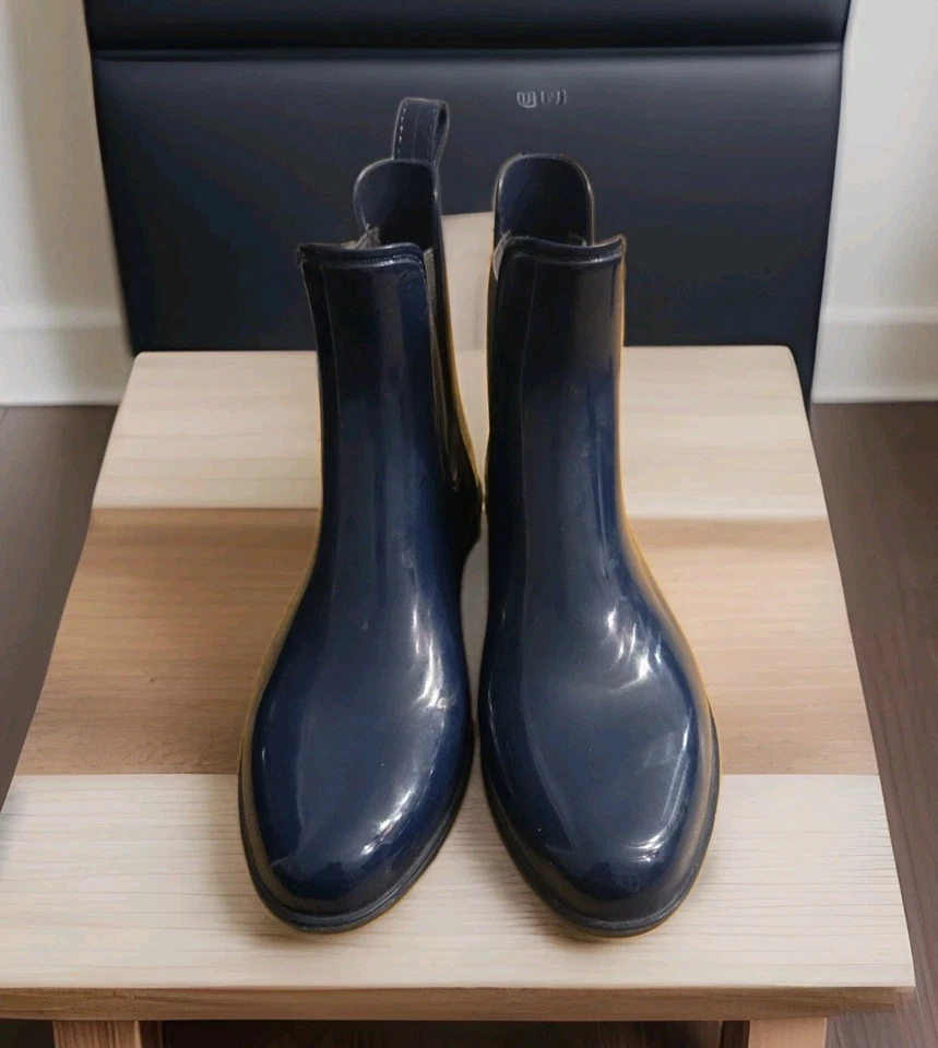 Ralph Lauren Azul Metálico Elástico Resistente al Agua Lluvia Pull on Botines 9 Foto 2 de 4