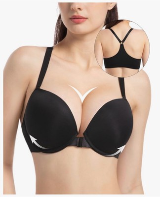 YANDW Racerback push-up padded bras for women add to cup front closure back smoo