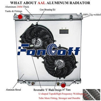 2 Row Radiator+Shroud Fan Kit Fit 2003-2007 Ford F250 F350 F450 Super Duty 6.0L
