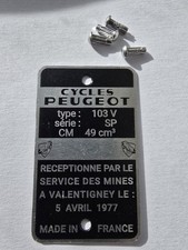 mobylette 103 peugeot. Plaque mines 103V   SP du 5 avril 1977