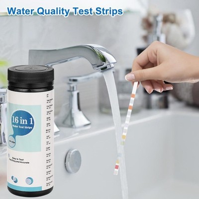 Home Drinking Water Test Kit 16-in-1 Well Tap Pool Aquarium Test Strips 100