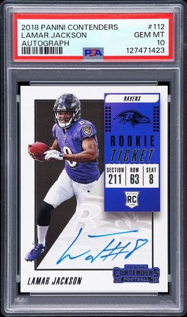 NFL HIGH END HOT PACK. GRADED CARD + ROOKIES. LAMAR JACKSON RC AUTO PSA 10 CHASE