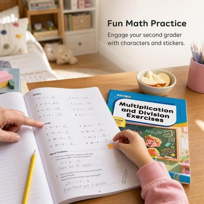 Grade 2 Math Workbook Multiplication and Division Practice Book, for Kids