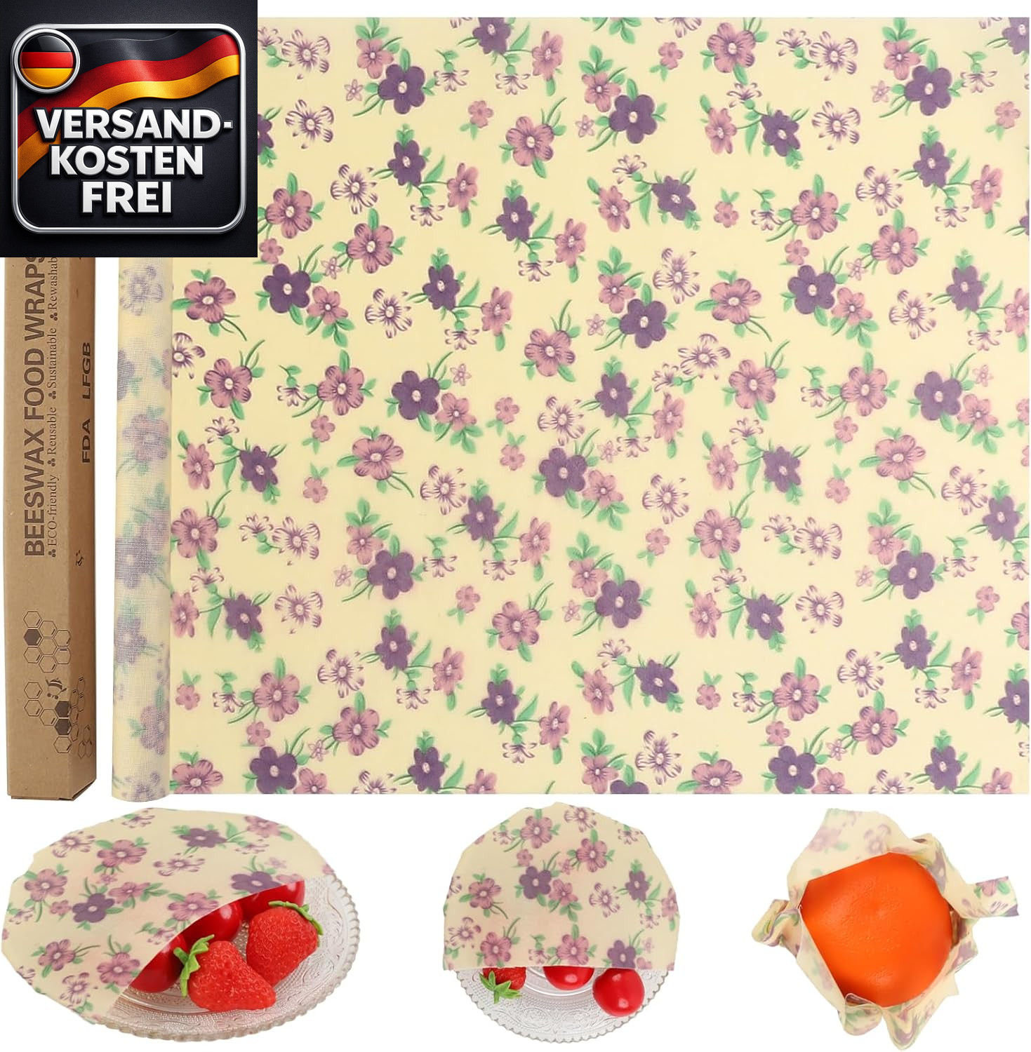 Bienenwachstücher Wachspapier Lebensmittel wiederverwendbar 33cm Set