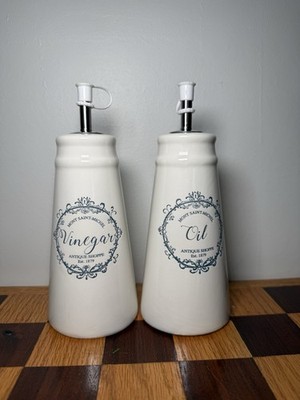 Home Basics 2-pc 10 Oz Oil & Vinegar Ceramic Set Mont Saint Michel