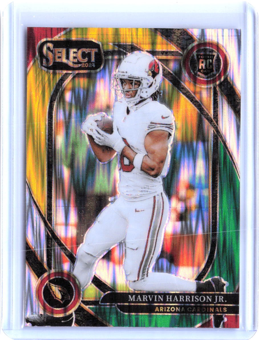 2024 Panini Select #219 Marvin Harrison Jr. Yellow & Green Shock RC