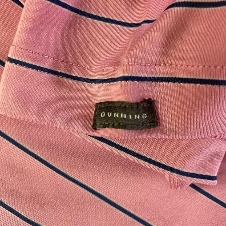 Camisa polo masculina de golfe Dunning rosa listra azul marinho desempenho GG - Imagem 4 de 4