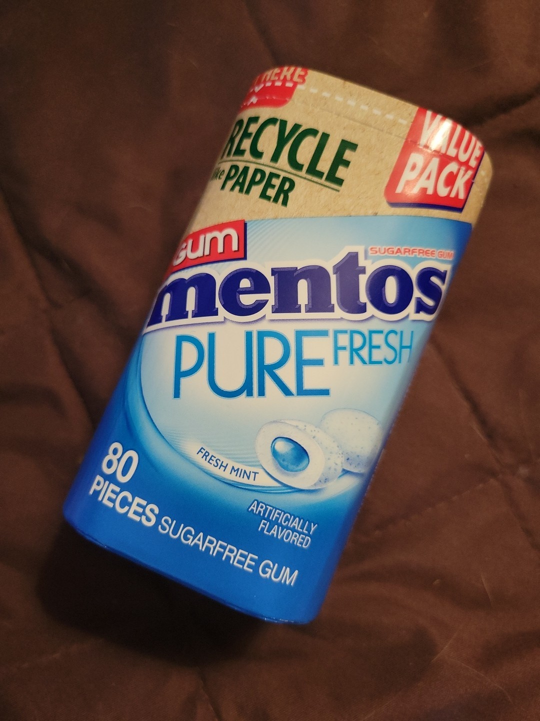  Mentos Pure Fresh MINT Chewing Gum 80 Pc *Expires 5/27 BLUE Pkg ♻️ Paper Box!