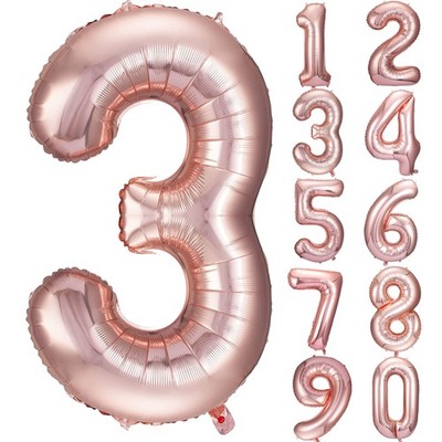 Ballon Geburtstag 3 Jahre Luftballons Zahl 3 Rosegold 101 cm aufblasbar...