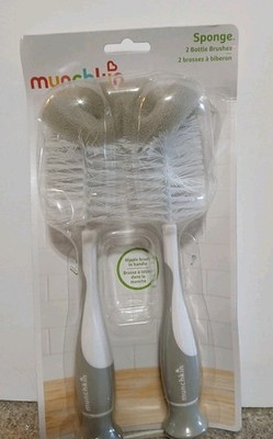 munchkin Sponge 2 Bottle Brushes Nipple Brush in Handle