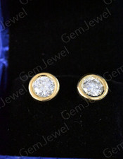 2.40 Ct Bezel Set Round Diamond Stud Earrings...