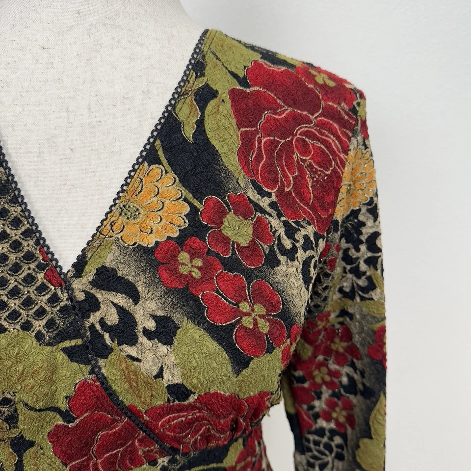 Top Babydoll De Colección Años 90 Para Mujer Mediano Rojo Verde Asiático Estampado Floral Y2K Cintura Imperio Foto 4 de 4