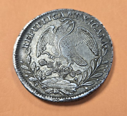 1835 ZS Om 8 REALES SILVER COIN PLANCHET ERROR FLAW - Picture 5 of 7
