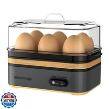 Evoloop Rapid Egg Cooker Electric 6 Eggs Capacity, Soft, Medium, Hard Boiled,