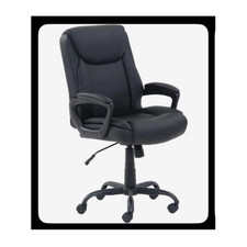 AmazonBasics Classic Puresoft PU Padded Mid-Back Office Desk Chair with Armrest
