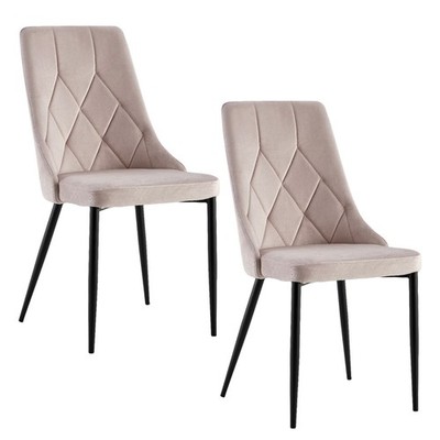 Set 2er Polsterstuhl Retro GLAMOUR in Beige Eleganter Stuhl für Esszimmer & Büro