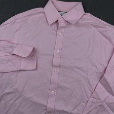 Charles Tyrwhitt Shirt Mens 15.5 35 Pink Solid Non Iron Slim Fit Long Sleeve