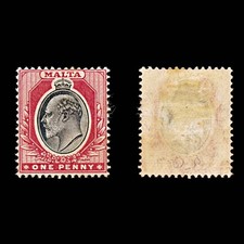 9181: Malta SG48 1d Black & Red 1905 Sc#31 Mi26 Mint MH C£26