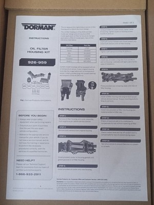 Dorman 926-959 Aluminum Engine Oil Filter Housing Complete Kit