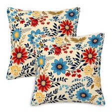 Vintage Floral Throw Pillow Covers 18x18 Set of 2 Flower Decorative Cushion...