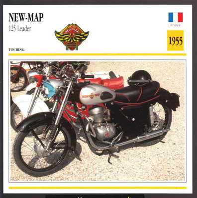 1955 New-Map 125cc Leader France Motorcycle Photo Spec Sheet Info Stat Card
